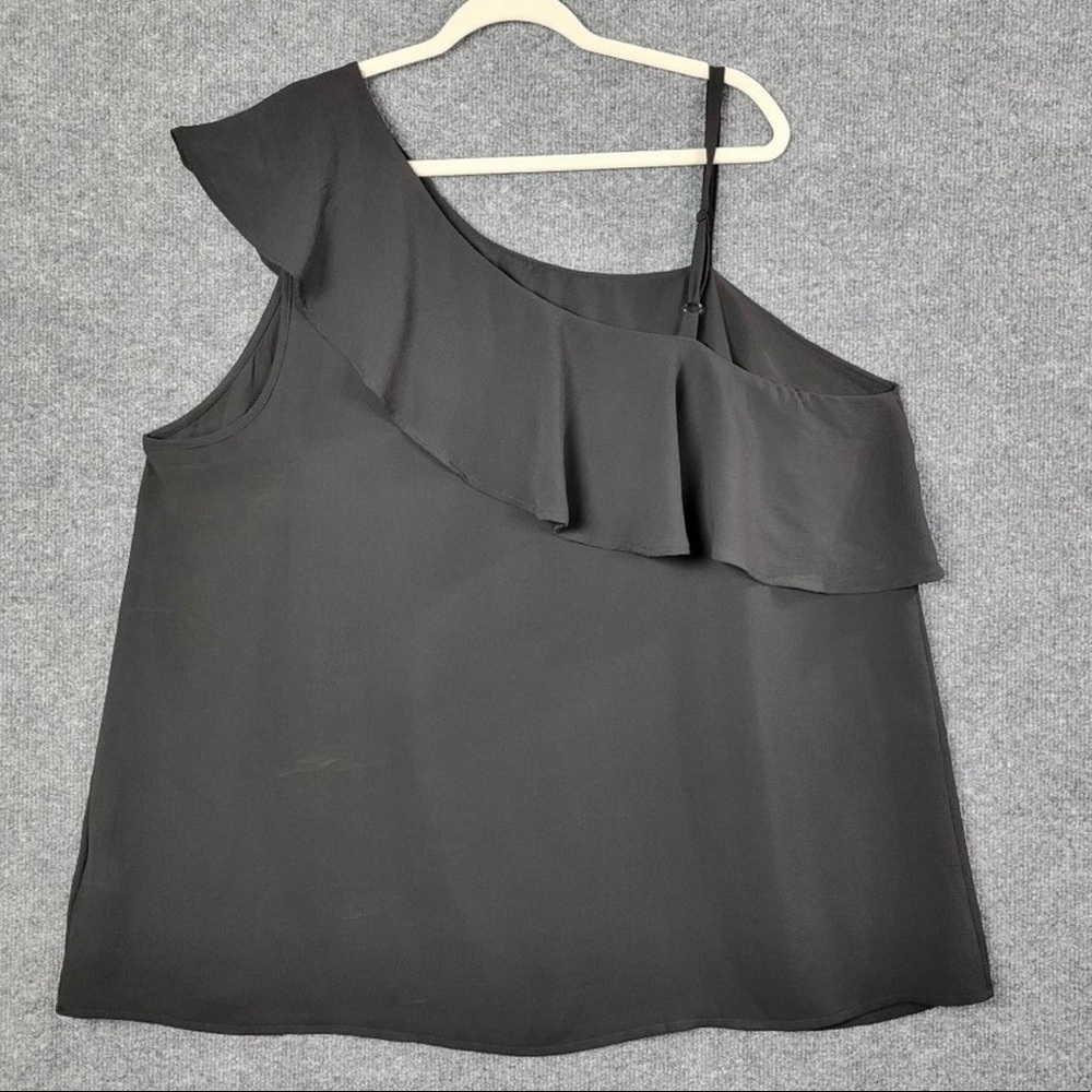 Torrid Black One Shoulder Crepe Flounce Top 2x